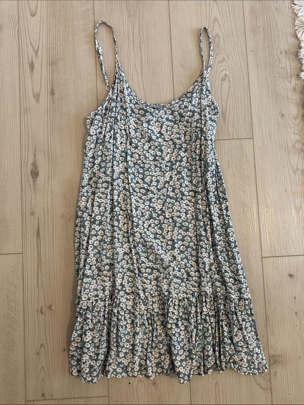Floral Spaghetti-Strap Sundress in Light Blue